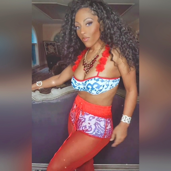 Callie Lives Ruffle Le Fleur: Red White & Blue Swimsuit L XL - Picture 9 of 15